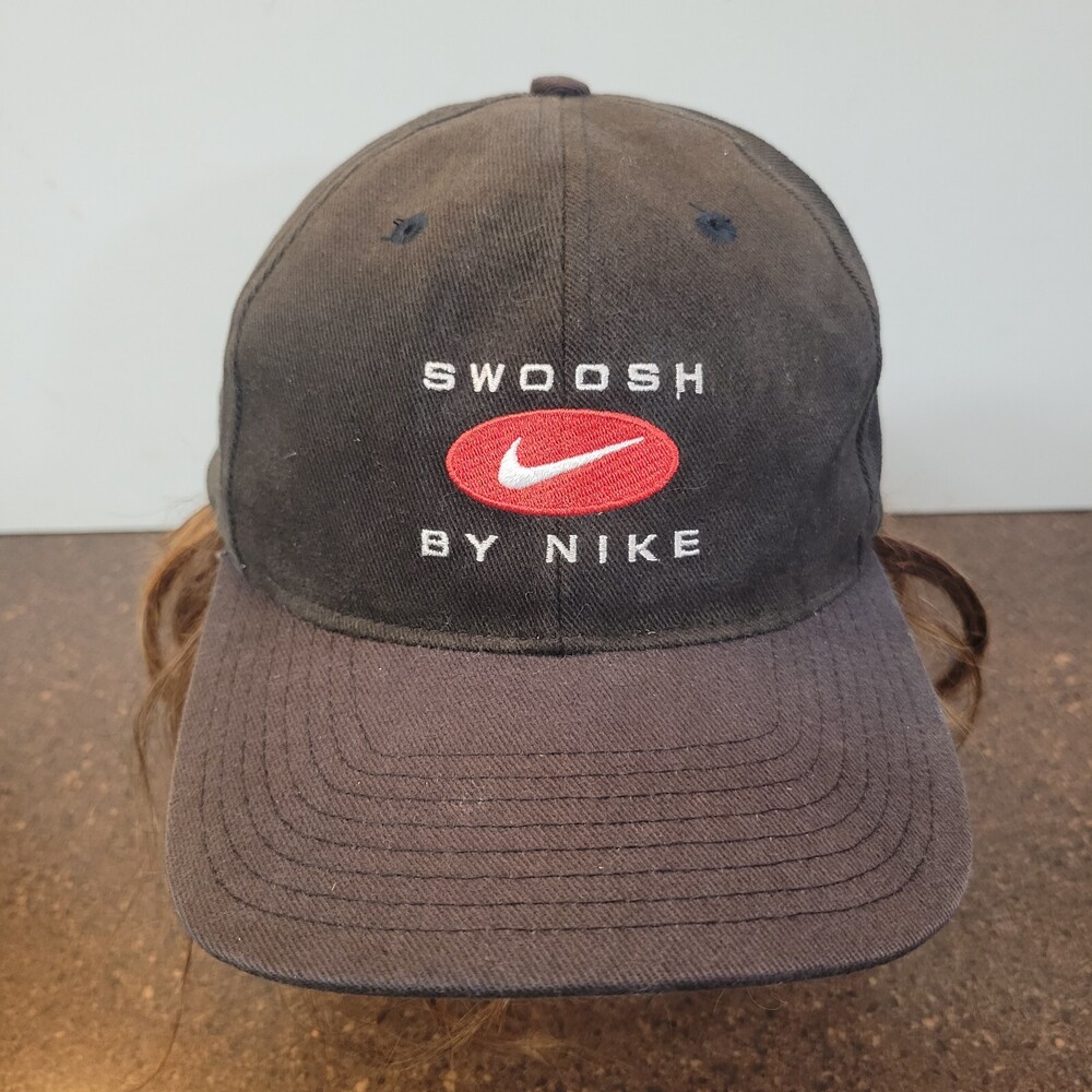 Swoosh by Nike Basetball Cap Unisex One Size Fits All Black Canvas Snapback Hat